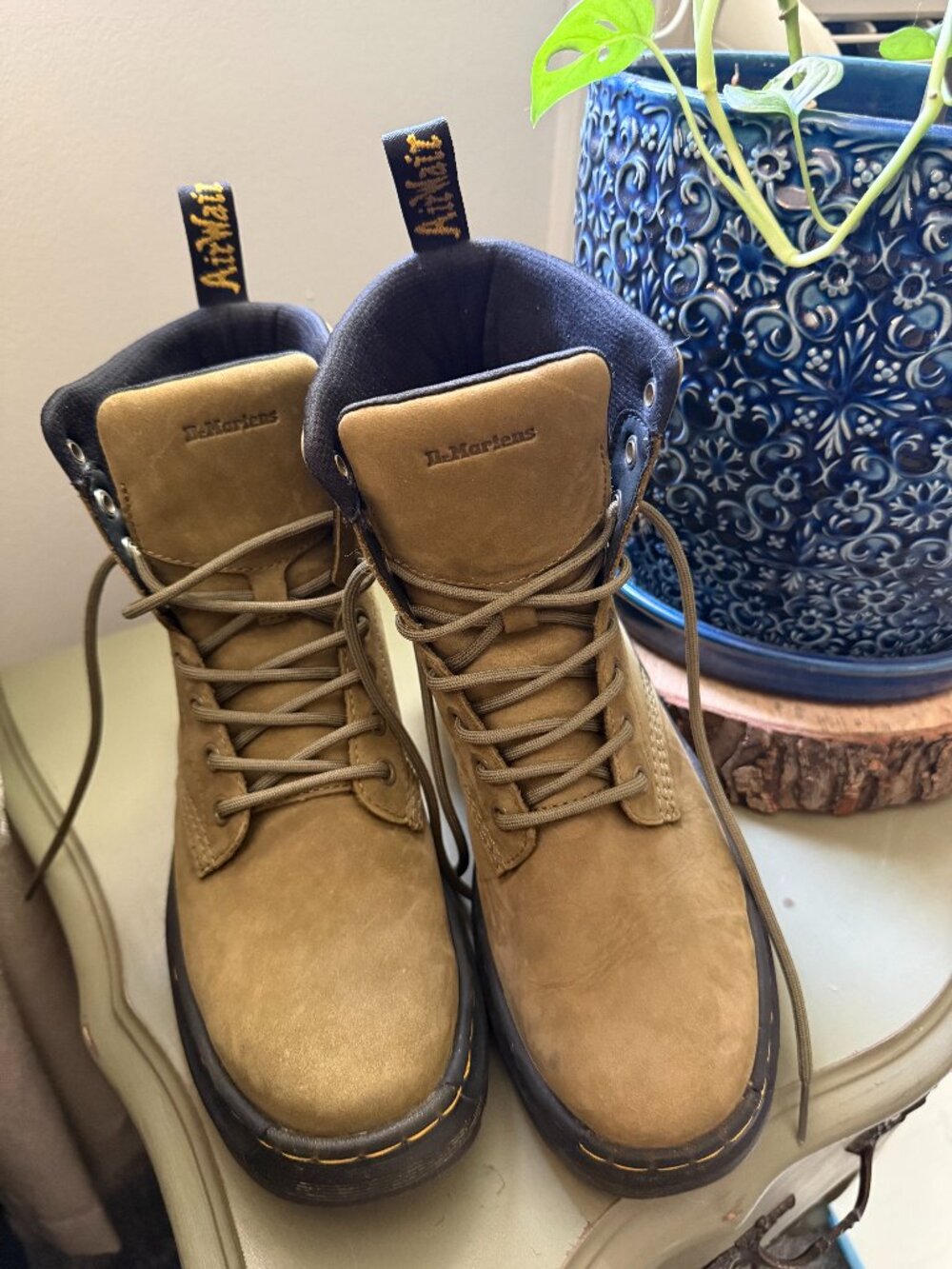 Dr. Martens Crewson Nubuck Lace Up Boots Olive Green (Women's Size 7)
